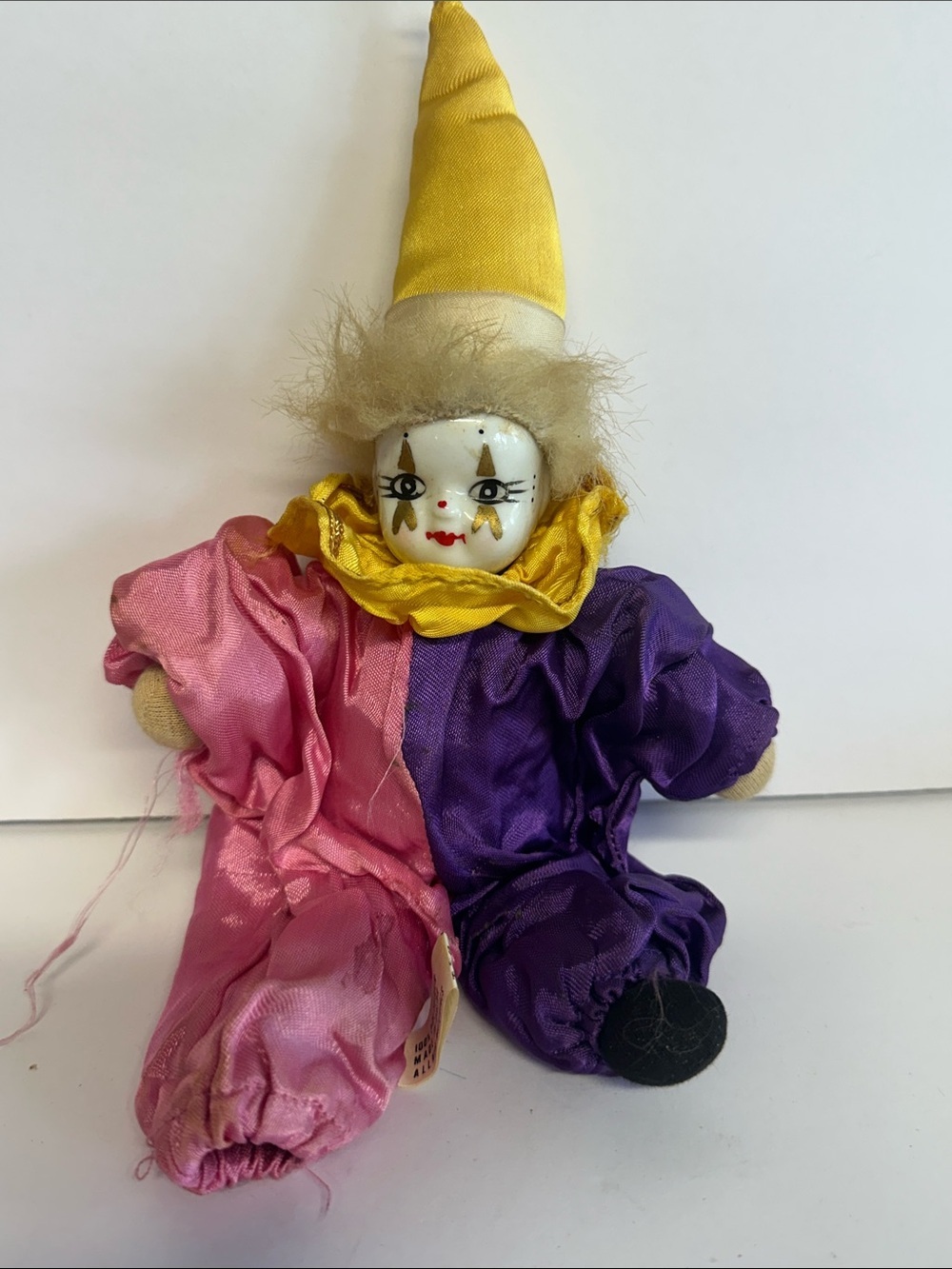 Clown Hand Puppet Plush Toy - Pink, Purple & Yellow